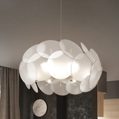 Oval Acrylic Panel Hanging Light Kit Modernist LED White Ceiling Pendant Lamp for Bedside