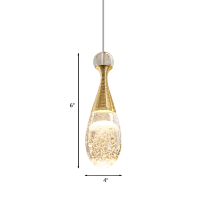 Teardrop Clear Crystal Suspension Light Minimalist LED Gold Ceiling Pendant Lamp