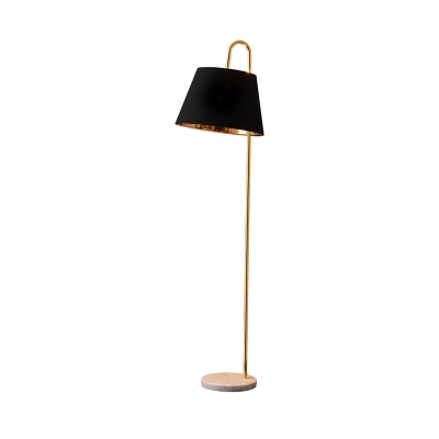 1 Head Living Room Floor Light Modern Black/White Finish Stand Up Lamp with Barrel Metallic Shade