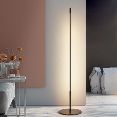 Acrylic Linear Standing Floor Lamp Simple Style LED Floor Light in Black, White/Warm Light