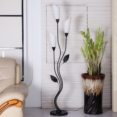 Branch Shape Standing Floor Light Contemporary Metallic 3-Light White/Black Finish Floor Lamp
