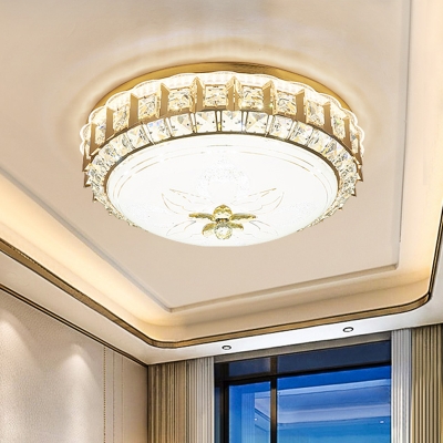 Drum Bedroom Ceiling Flush Mount Modernist Crystal Gold LED Flush Mount Recessed Lighting