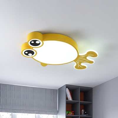 Goldfish Kindergarten LED Ceiling Lamp Iron Cartoon Flush Mount Recessed Lighting in Pink/Yellow