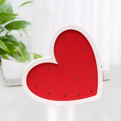 Heart-Shape  12.01 Wood LED Nightstand Lamp Modernist Purple/Pink Battery Wall Mount Light for Decoration