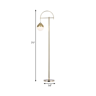 Metallic Arched Floor Standing Light Postmodern 1-Head Floor Lamp in Gold for Living Room