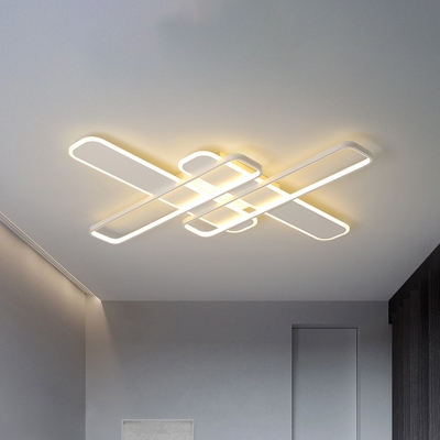 Modern Traverse Flush Light Fixture Acrylic Living Room LED Ceiling Lamp in Black/White/Gold, 35.5