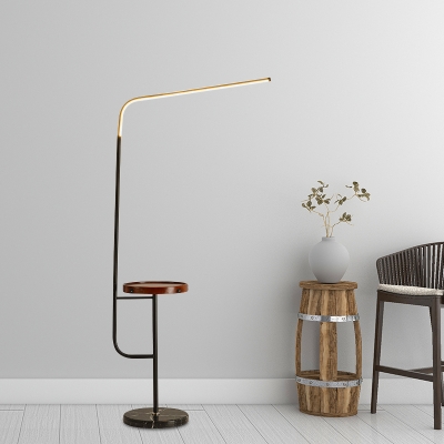 Modernism Angled Standing Floor Light Metallic LED Bedroom Floor Table Lamp in White/Black