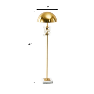 Post Modern Semicircle Floor Light Metallic 1 Head Living Room Stand Up Lamp with Clear Crystal Ball Deco in Gold