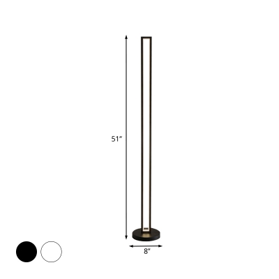 Rectangle Frame Standing Floor Lamp Minimalist Metal LED White/Black Floor Light in White/Warm Light