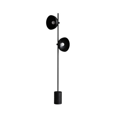 Semicircle Living Room Stand Up Lamp Metal 2 Lights Minimalist Floor Standing Light in Black