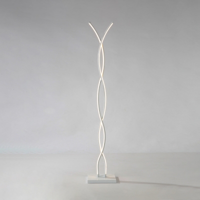 White Spiral Line Standing Floor Light Simple LED Acrylic Reading Floor Lamp in White/Warm/Natural Light
