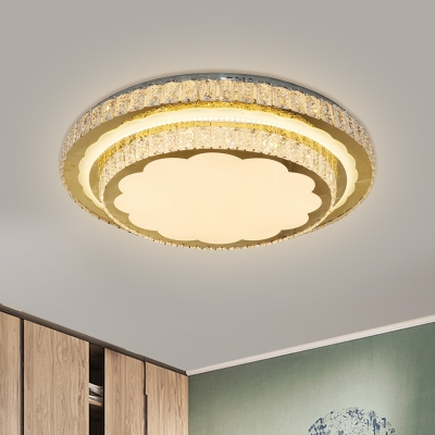Crystal LED Ceiling Light Fixture Roundness Recessed Lamp Dimmable/N Living Room 