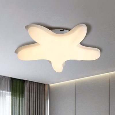 Acrylic Starfish Flush Mount Cartoon LED Close to Ceiling Lighting Fixture in White/Pink/Yellow