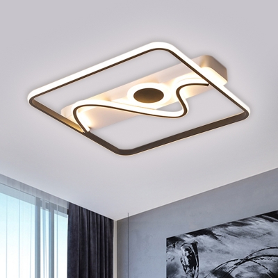 Black Rectangle Flush Light Nordic LED Acrylic Ceiling Mounted Fixture in Warm/White Light, 16