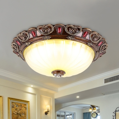 Brown Led Flush Mount Ceiling Light Antique Milky Glass Dome Fixture 12 16 19 5 Dia Beautifulhalo Com - How To Get Flush Light Off Ceiling