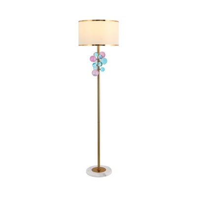Bubble Living Room Floor Lighting Classic Multi-Color/Clear Crystal 1-Bulb Reading Floor Lamp with Drum Fabric Shade
