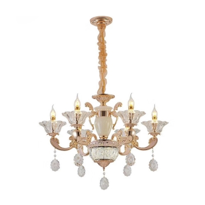 Candlestick Crystal Chandelier Traditional 6/8 Heads Bedroom Hanging Ceiling Light in Gold