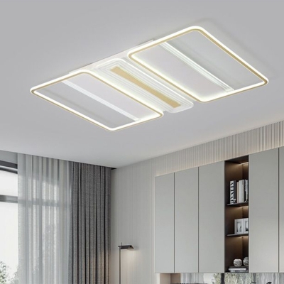 Clear Rectangular Semi Flush Light Contemporary LED Acrylic Flush Mount Lighting in Warm/White Light