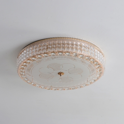 Cylindrical Flush Ceiling Light Contemporary Crystal LED Clear Ceiling Flush Mount with Ring Decoration