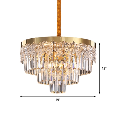 Layered Hanging Chandelier Contemporary Prismatic Optical Crystal 6/10 Bulbs 19