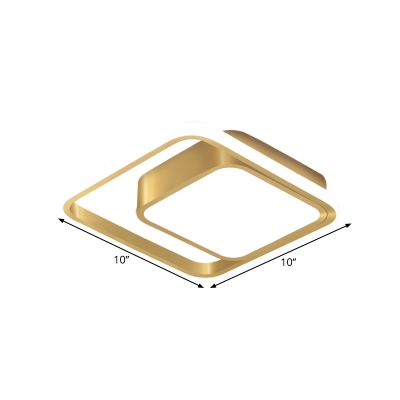 Minimalism LED Ceiling Lamp Gold Squared Flush Mount Light with Metallic Shade (The customization will be 7 days)