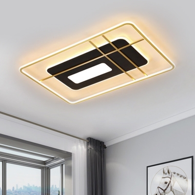 Rectangular Acrylic Flush Light Fixture Nordic LED Gold Flush Mount Lamp for Living Room