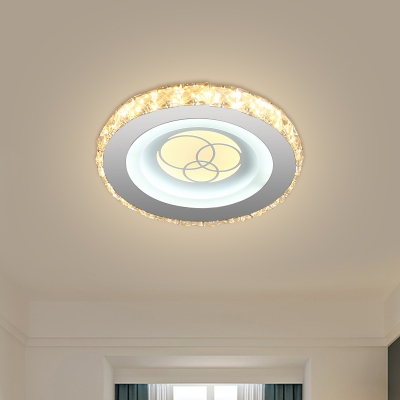 Sprout/Sun/Rings/Star Ceiling Fixture Contemporary Faceted Crystal LED Flush Mount Lamp in Stainless-Steel for Corridor