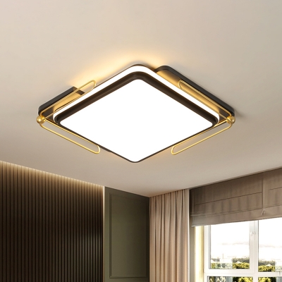 Square Ceiling Light Fixture Minimalist Acrylic LED Black Flushmount Lighting, 16