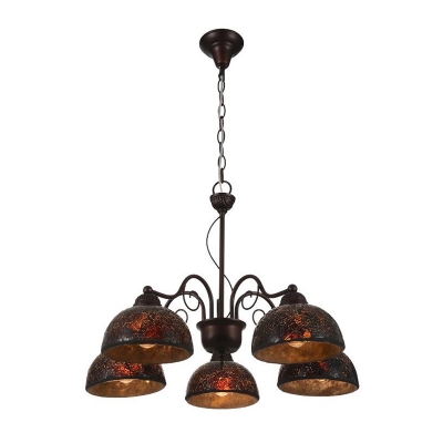 3/5 Heads Chandelier Light Vintage Indoor Suspended Lighting Fixture with Metallic Dome Shade in Rust
