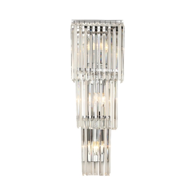 3 Lights Flush Wall Sconce Modern 3-Layered Cylinder Clear Crystal Wall Lighting Ideas