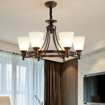 Black Conical Pendant Lighting Traditional Metallic 4/6 Lights Living Room Hanging Light