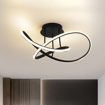 Black/White Twisting Flushmount Lamp Modernism 19.5