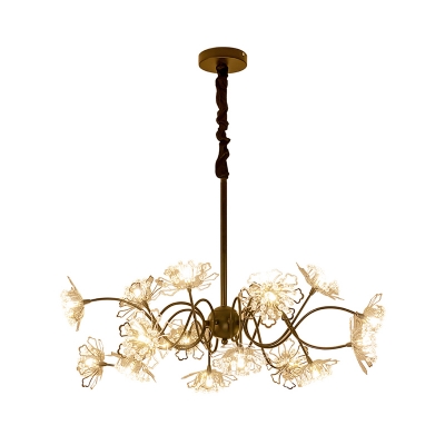Blossom Bedroom Hanging Chandelier Crystal 16 Bulbs Modern Style Pendant Light Fixture in Bronze