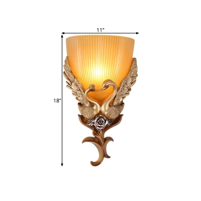 Bowl Resin Wall Lighting Sconce Traditional 1 Head Bedroom Wall Mounted Lamp in Gold