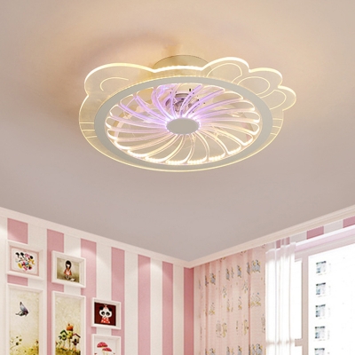 Clear Cat Semi Flush Light Contemporary LED Metallic Pendant Fan Light Fixture, 20