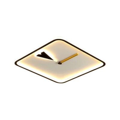 Clock Flush Mount Fixture Contemporary Metal LED Black/Gold Flush Ceiling Light in Warm/White Light, 16