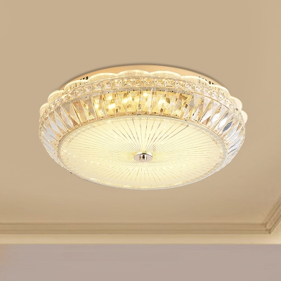 LED Flush Mount Recessed Lighting Modern Tambour Clear Crystal Inserted Ceiling Light