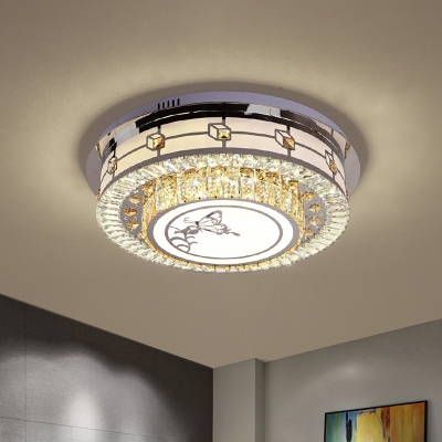 LED Modern Ceiling Fixture with Beveled Glass Shade Clear Butterfly Flush Ceiling Light for Great Room