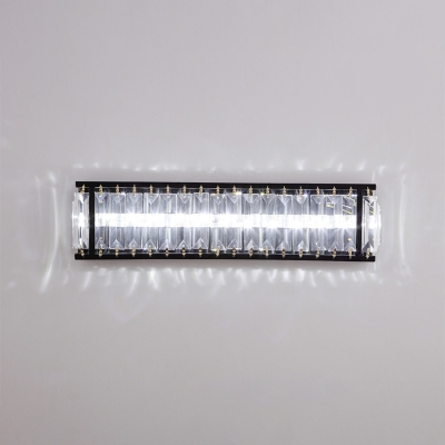 LED Rectangle Flush Mount Wall Sconce Simplicity Black Cut Crystal Wall Mounted Lamp for Bedroom
