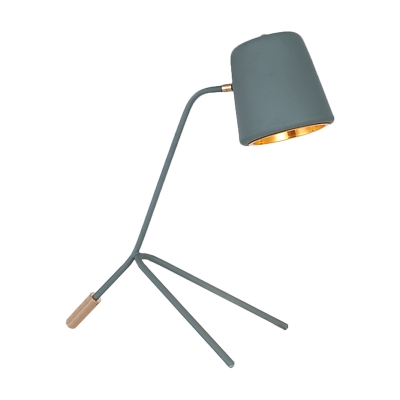 Metallic Conical Desk Lamp Minimalist 1-Head Night Lighting with Tri-Leg Design in Pink/Yellow/Green