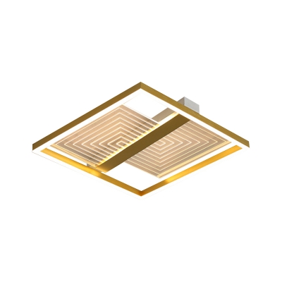 Minimalist LED Flush Light Fixture with Acrylic Shade Gold Square Flush Mount Lighting, 16