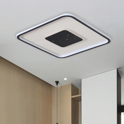 Modernist Squared Flush Light Acrylic LED Bedroom Flush Mount Fixture in Black, Warm/White/3 Color Light