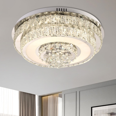 Round/Square Bedroom Ceiling Flush Simplicity Clear Crystal Chrome LED Flush-Mount Light Fixture