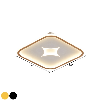 Square/Rectangle Metal LED Flush Lamp Simplicity Black/Gold Ceiling Flush Mount in White Light, 16