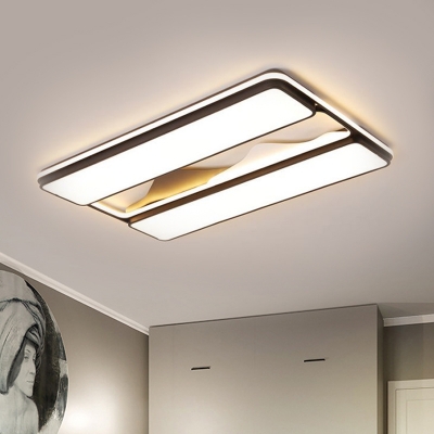 Black Rectangular Ceiling Flush Mount Nordic LED Acrylic Flush Light Fixture in Warm/White Light, 16.5