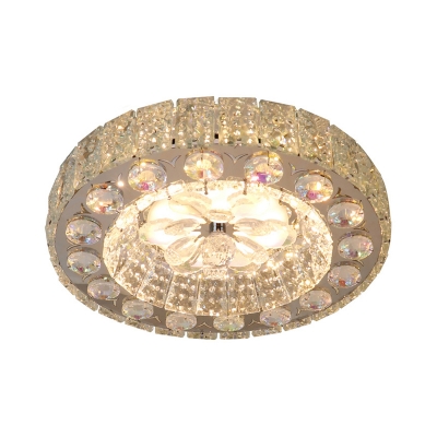Blossom Small LED Flush Light Simplicity Nickel Crystal Close to Ceiling Lighting Fixture