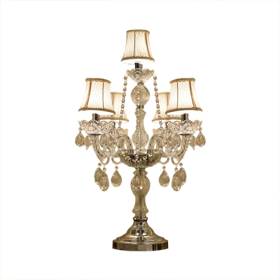 Clear Crystal White Night Lamp Tapered/Candlestick 5/6-Light Traditional Table Lamp with/without Shade