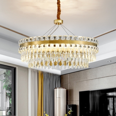 Double-Layered Ceiling Chandelier Contemporary Crystal 18