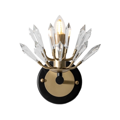 Icicle Shape Crystal Wall Sconce Modernism 1 Light Black and Gold Wall Mount Light Fixture