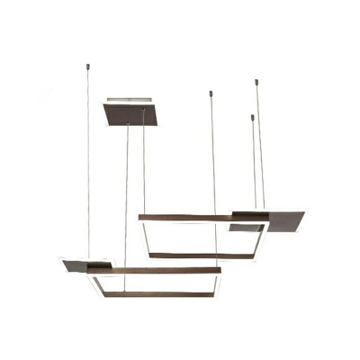 Metal Square Frame Multiple Hanging Light Simplicity LED Pendant Ceiling Lamp in Gold/Coffee, White/Warm Light